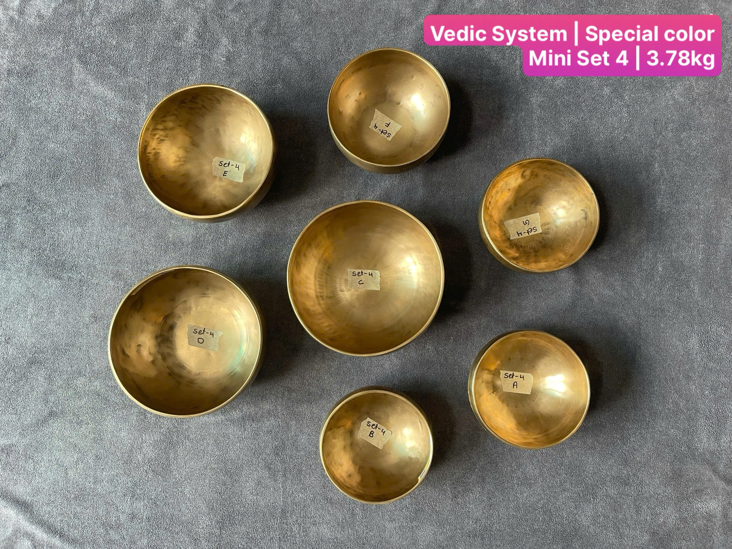 Himalayan Singing Bowl Set 4 – Special Color Mini (7 Bowls | 3.78kg)