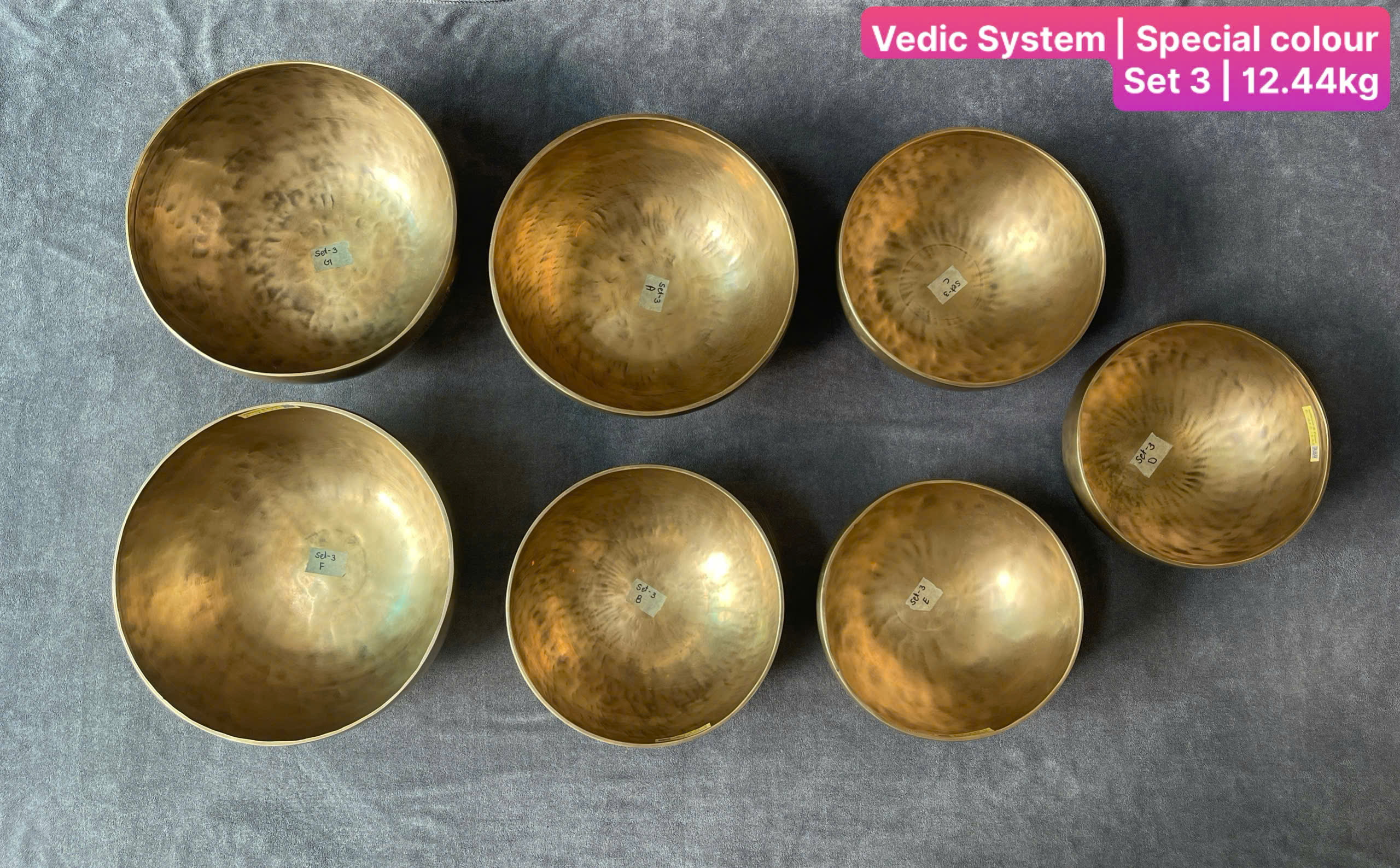 Himalayan Singing Bowl Set 3 – Special Color (7 Bowls | 12.44kg)